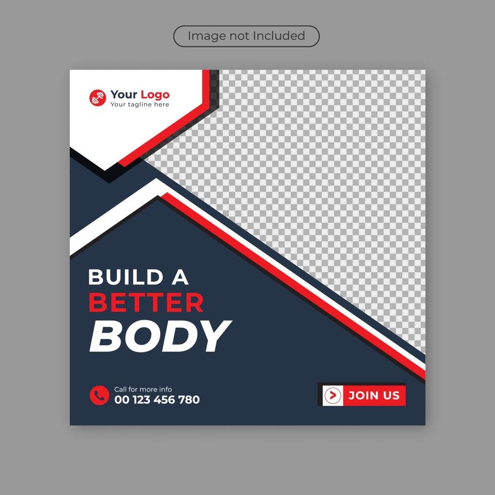 fitness gym social media story y post banner design template. vector