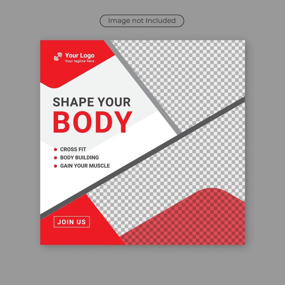 Fitness gym social media post square banner template Design vector