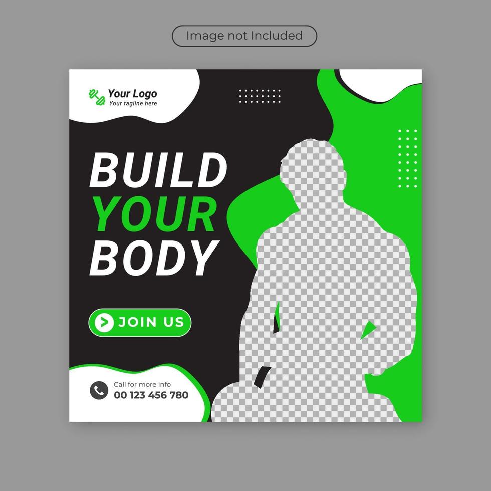 Square social media post for gym promotion. vector