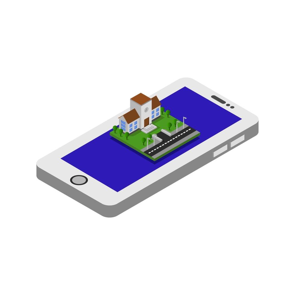 Isometric Online School vector