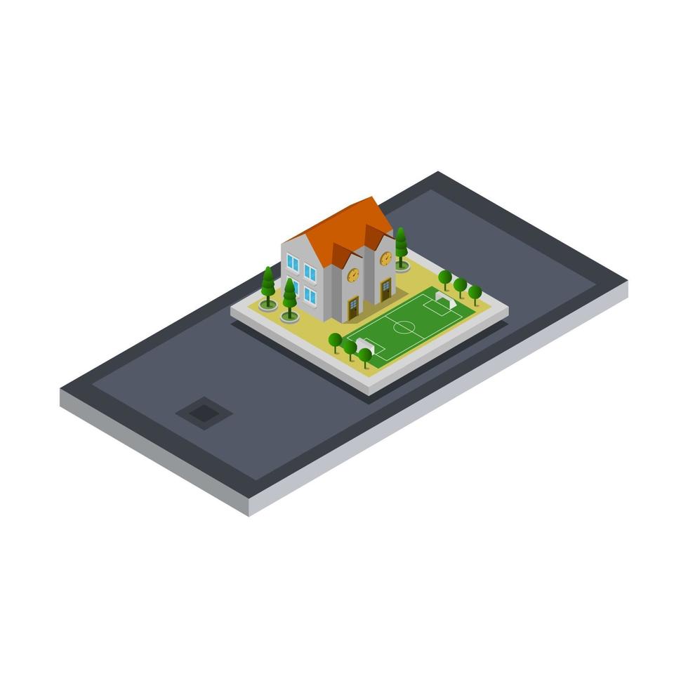 Isometric Online School vector
