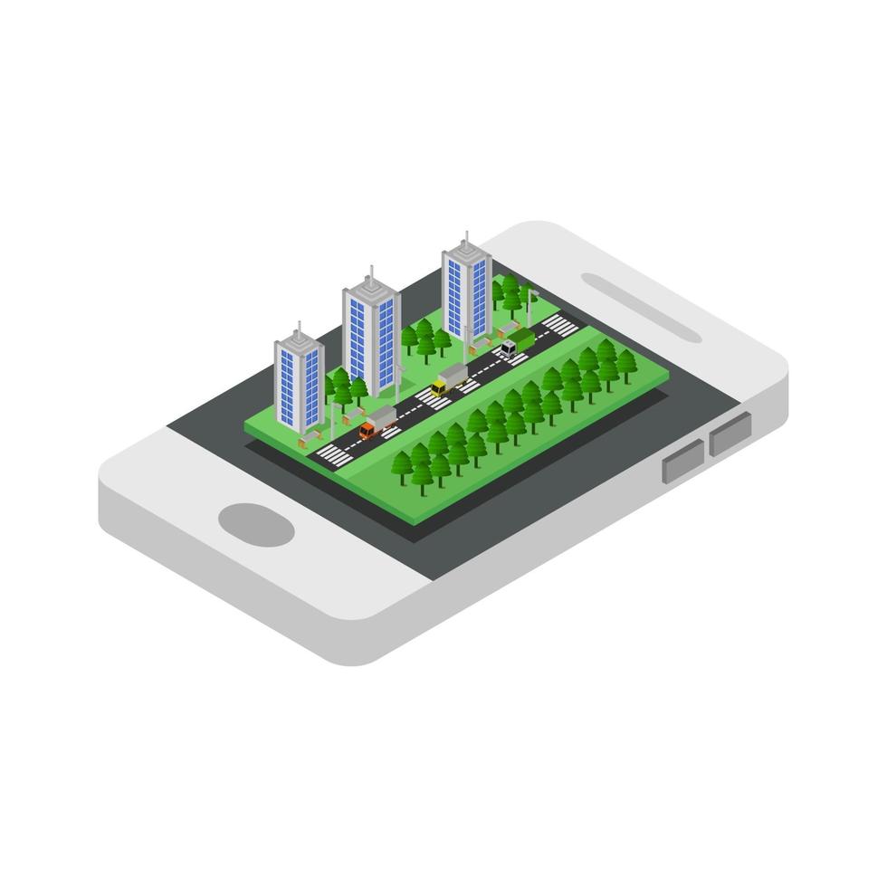 City On Isometric Smartphone vector