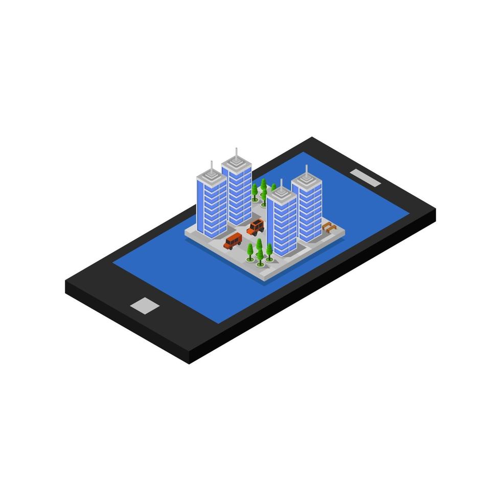 City On Isometric Smartphone vector