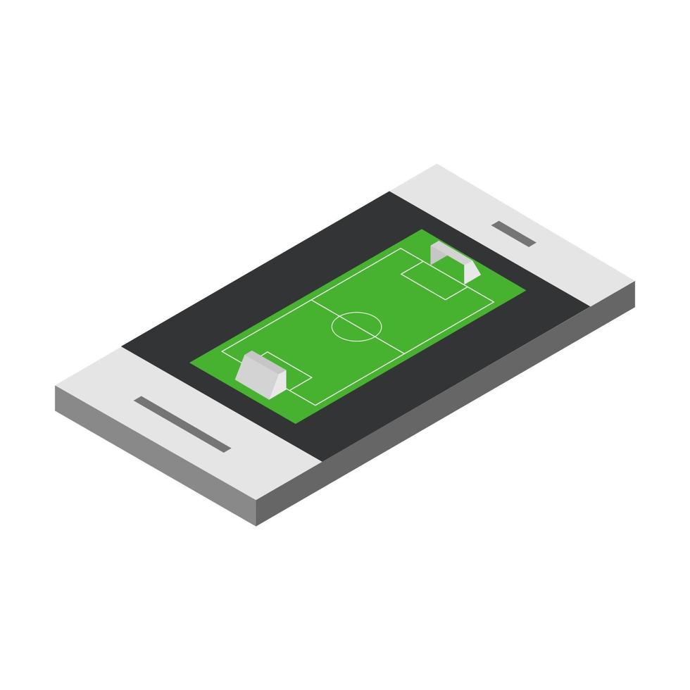 Soccer Field On Isometric Smartphone vector