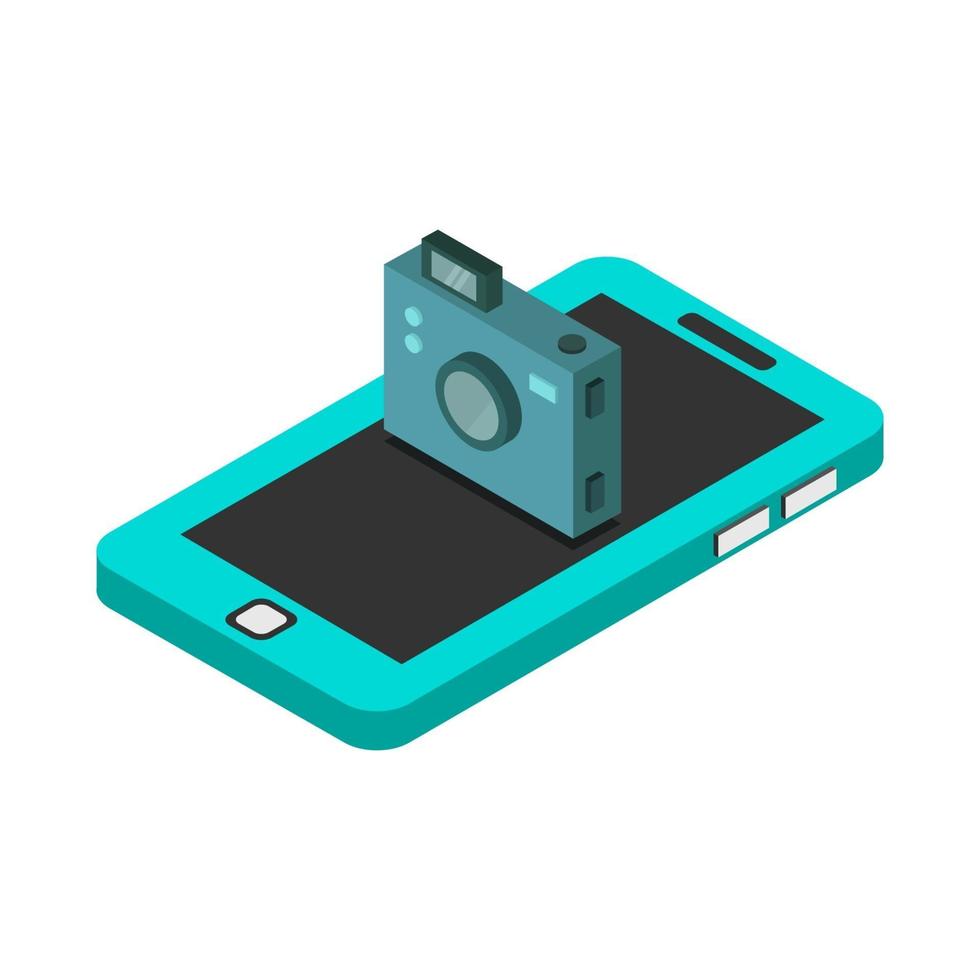 Camera On Isometric Smartphone vector