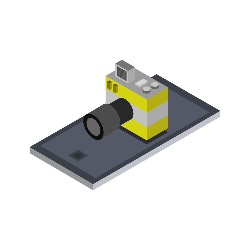 Camera On Isometric Smartphone vector