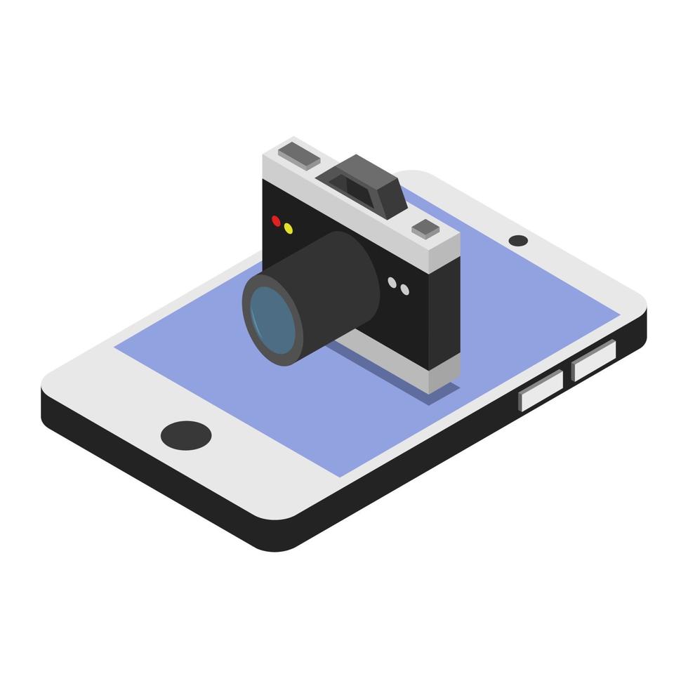 Camera On Isometric Smartphone vector