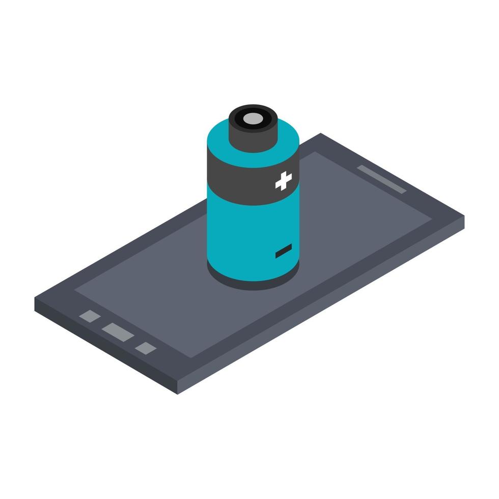 Isometric Smartphone With Battery vector