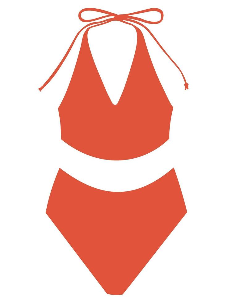 Female two-piece swimsuit. Underwear and bodice. Swimming clothes. Vector flat illustration