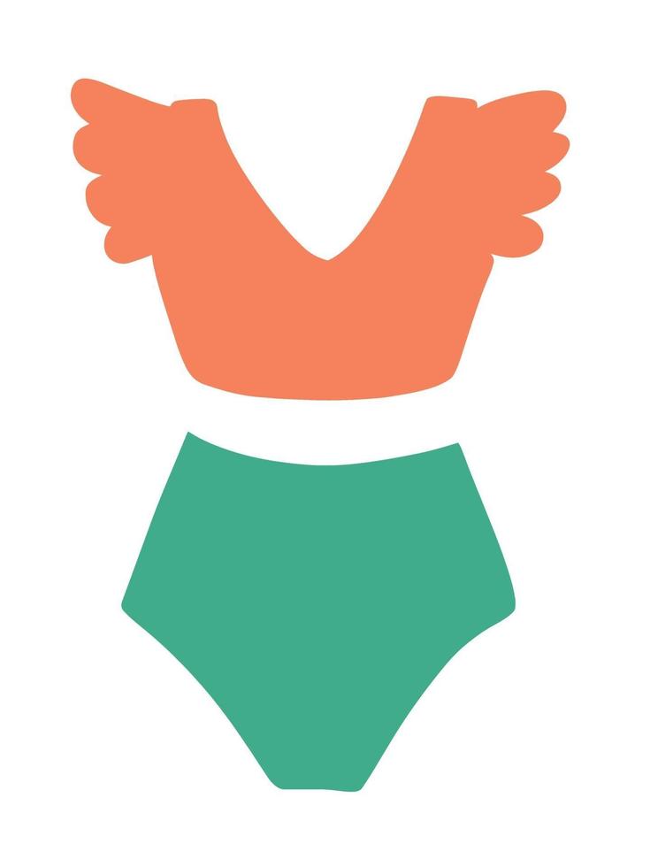 female two-piece swimsuit. Retro style swimsuit. Vector Flat Illustration. Vector illustration