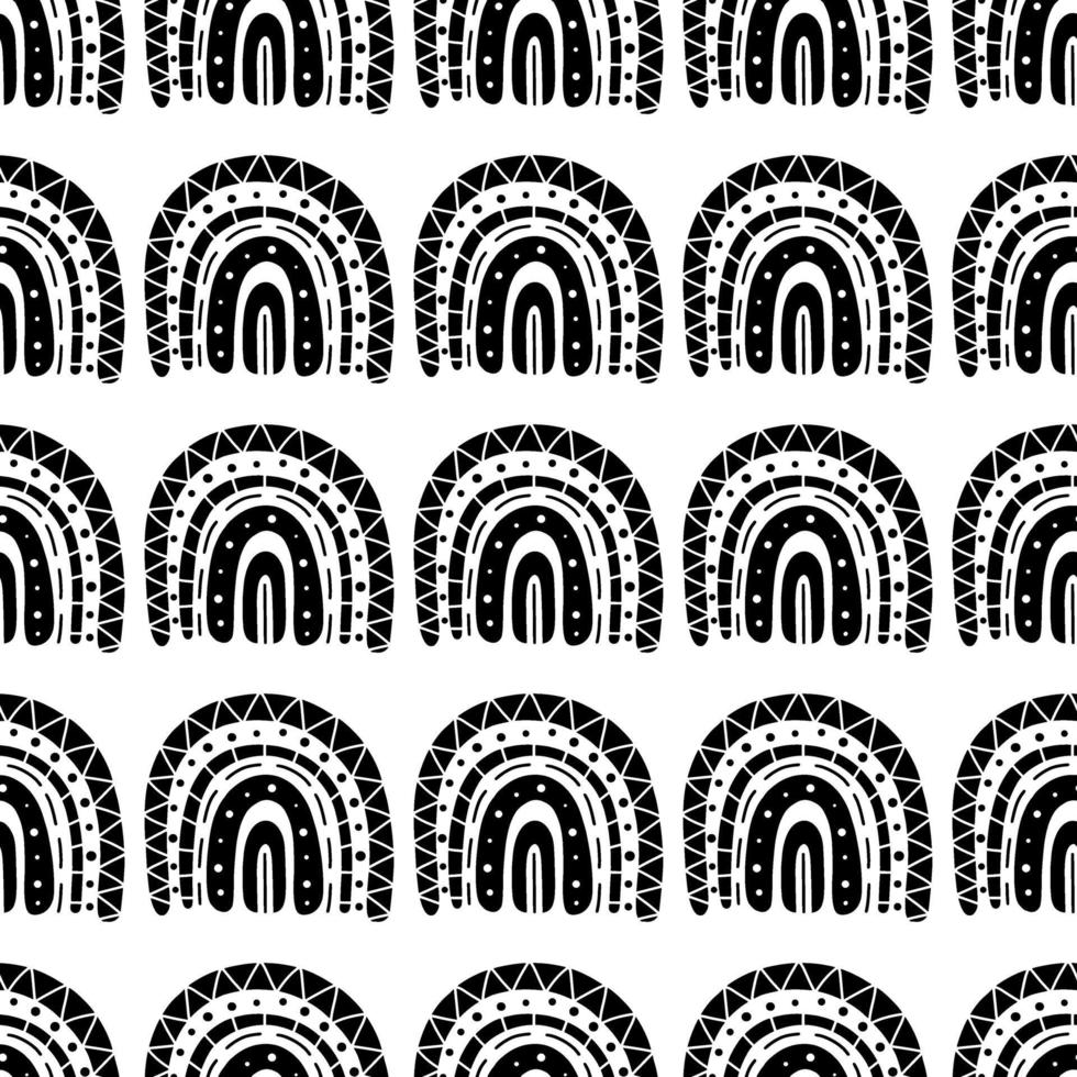 Black and white seamless rainbow pattern vector