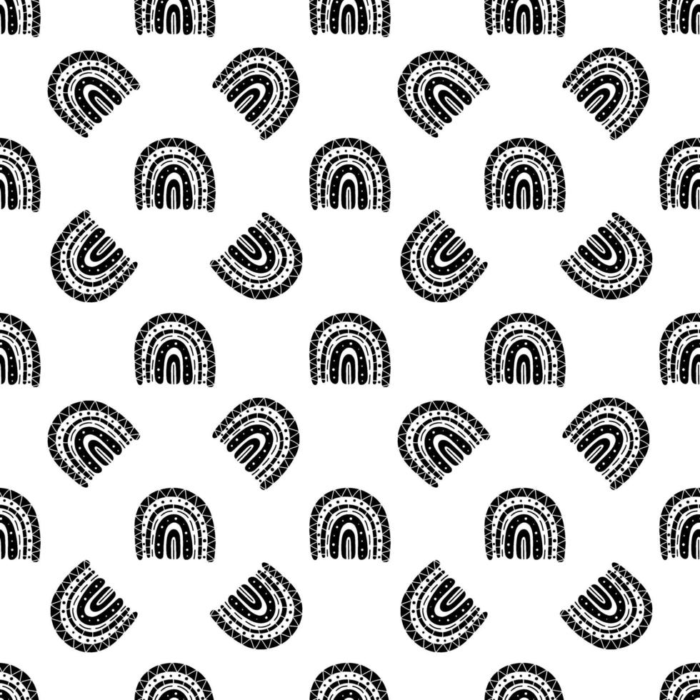 Black and white seamless rainbow pattern vector
