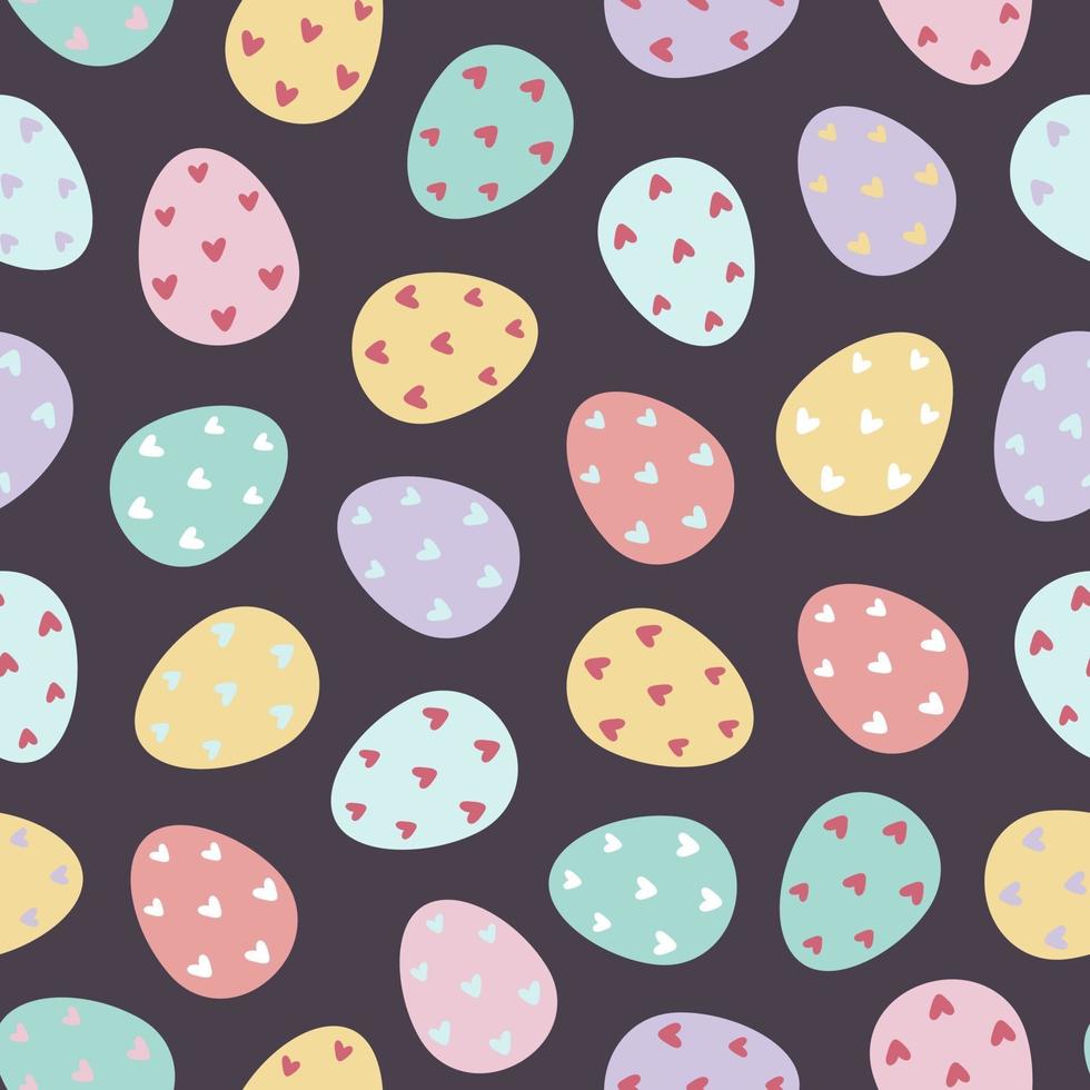 huevos de pascua decorados de patrones sin fisuras. fondo de pascua. diseño para textiles, empaques, envoltorios, tarjetas de felicitación, papel, imprenta. ilustración vectorial vector