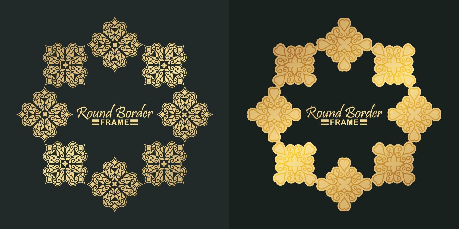 Luxury round border frame design vector