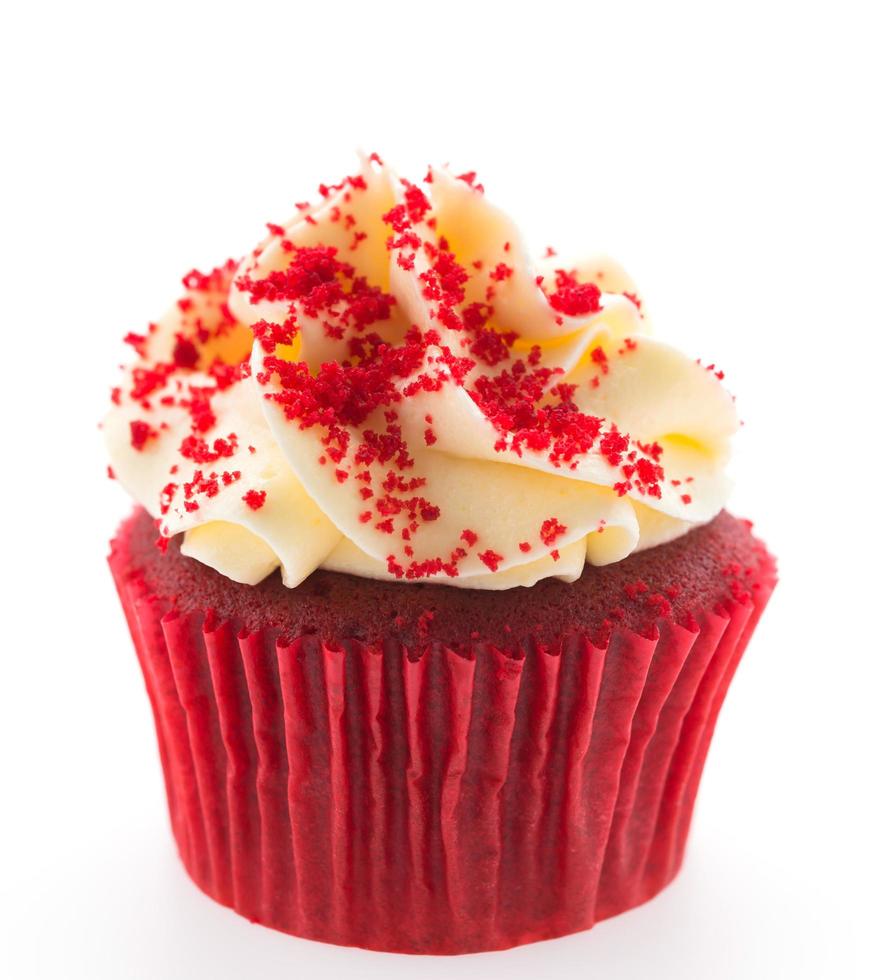 Red velvet cupcake isolated on white photo