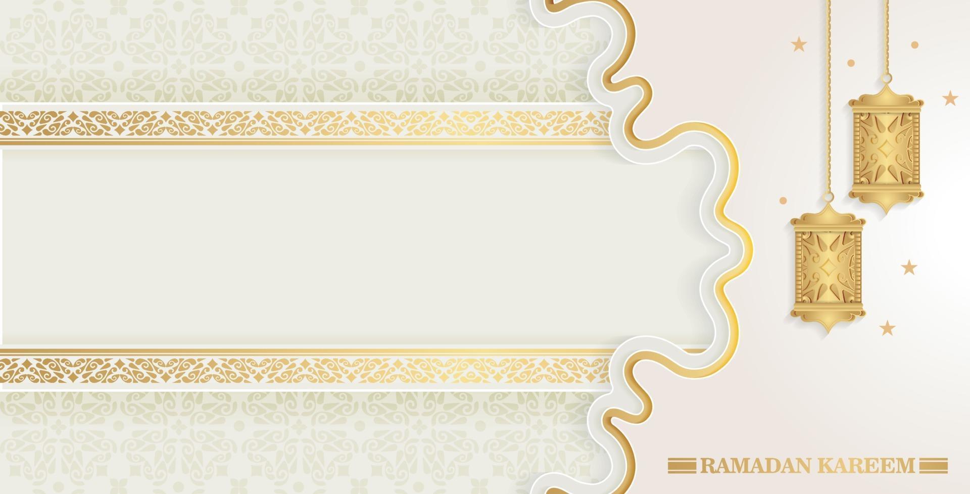 luxury white ramadan kareem banner vector