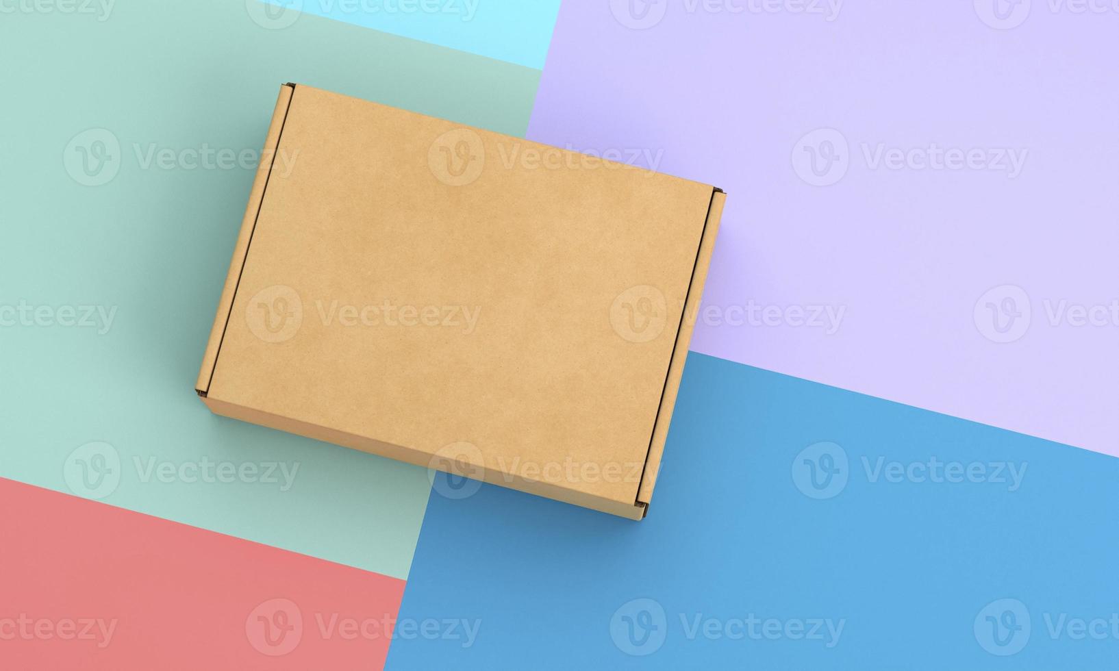 Contrasted background with a brown cardboard box photo