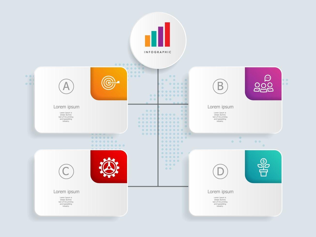 Plantilla de elemento de presentación de infografías de etiqueta abstracta con iconos de negocios vector