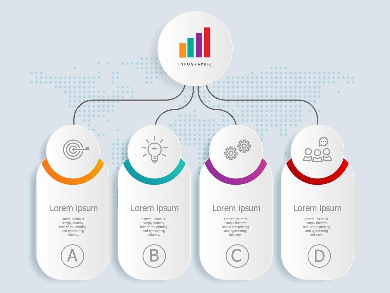 Plantilla de elemento de infografía de línea de tiempo horizontal con iconos de negocios vector