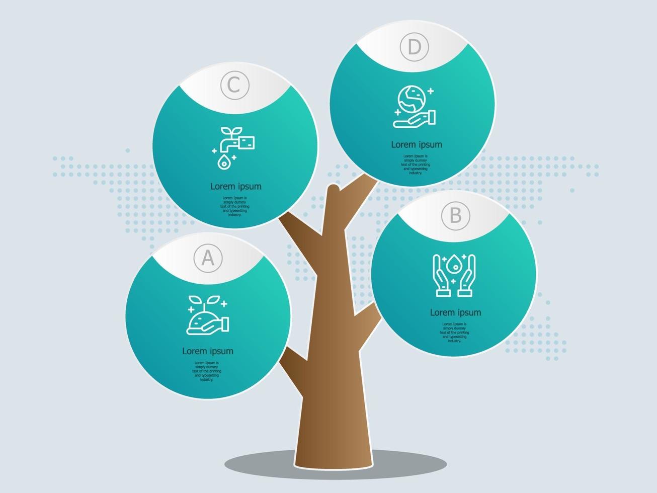 abstract tree infographics element template with environment friendly icon vector