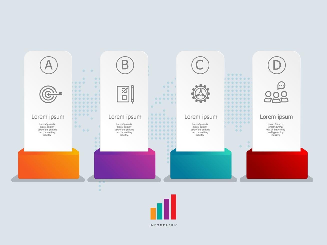 abstract label infographics presentation element template with business icons vector