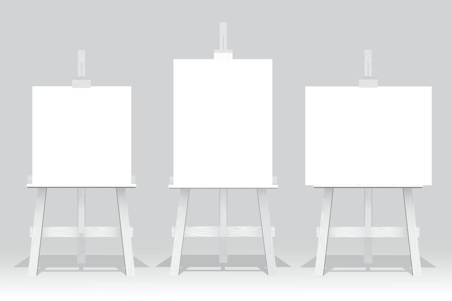 Wooden easels, one stands with blank canvas on white background 2061211  Vector Art at Vecteezy