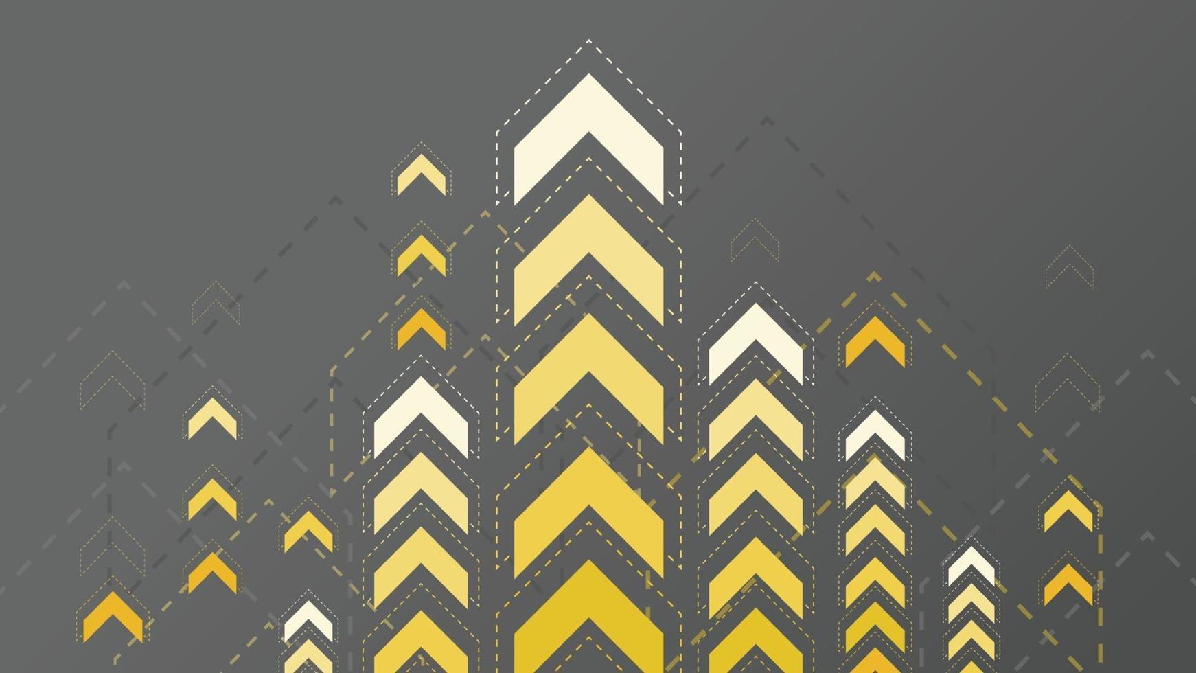 Abstract yellow arrows sign on dark background vector