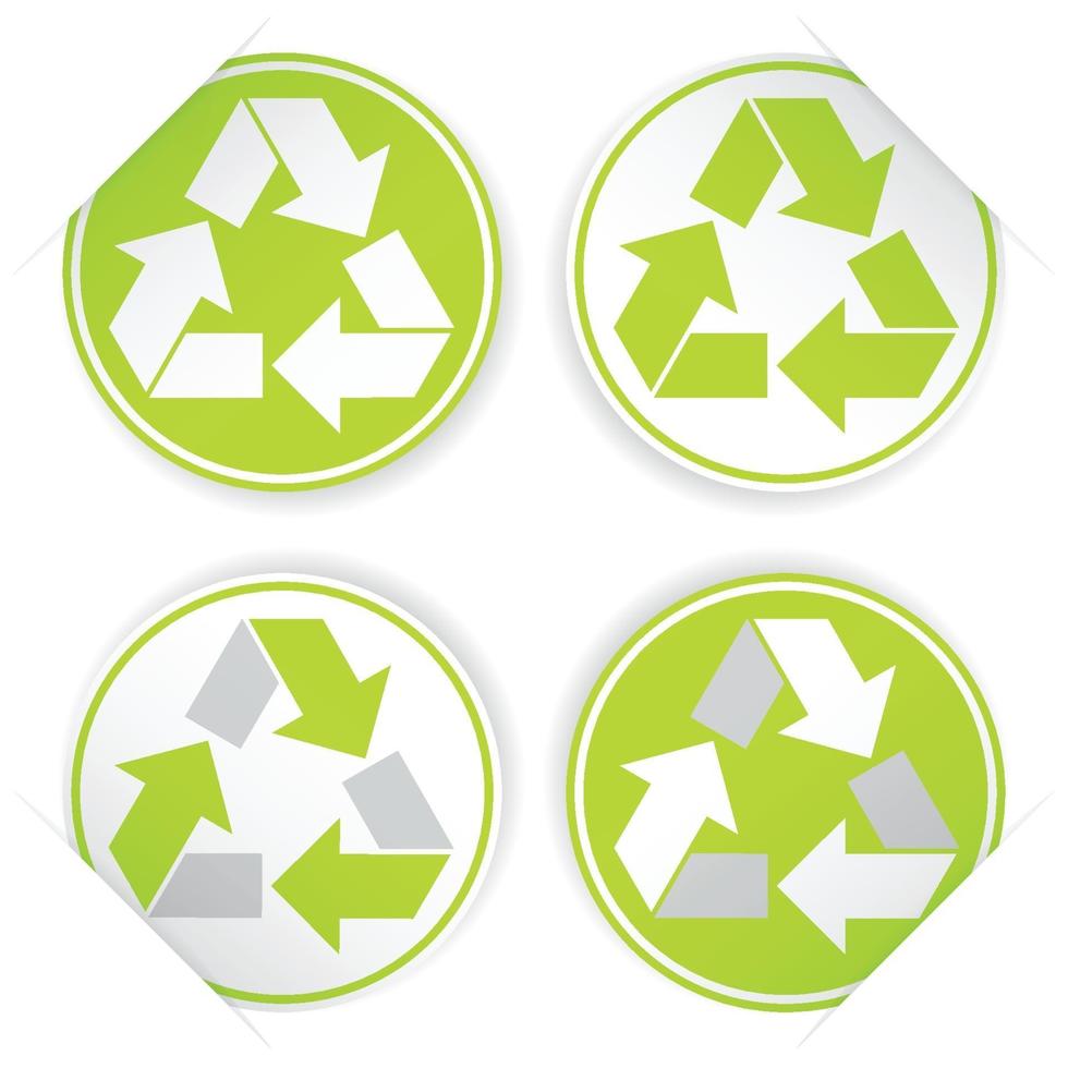 conjunto de símbolos de reciclaje, estilo adhesivo vector