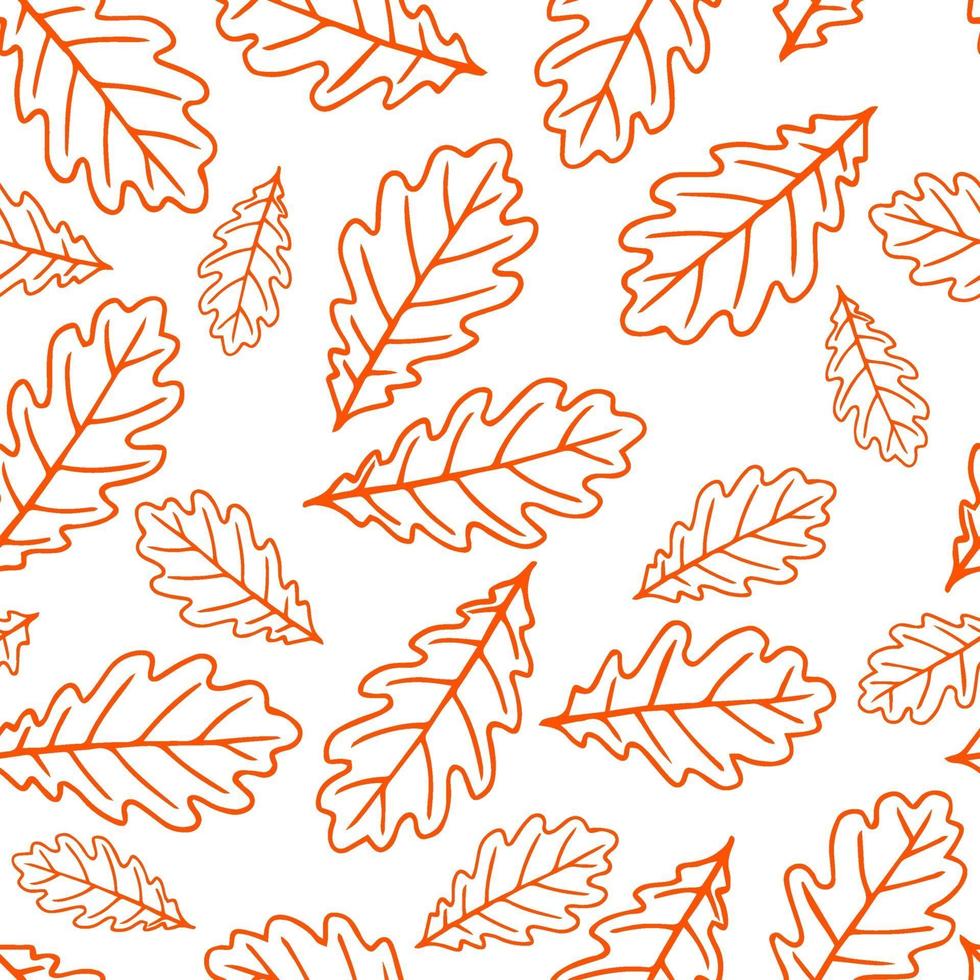 Seamless pattern with autumn oak leaves in orange, beige, brown. Perfect for wallpaper, gift paper, pattern fills, web page background, autumn greeting cards. vector