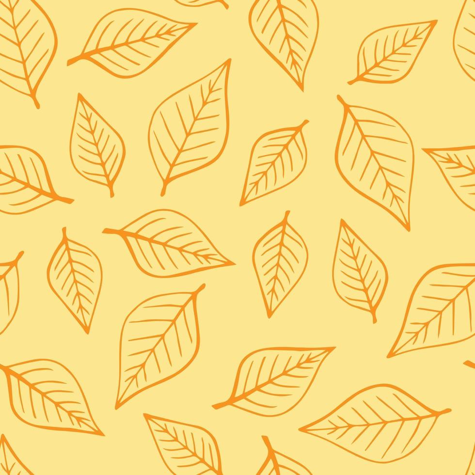 patrón transparente con hojas de otoño en colores naranja, beiges, marrón.  perfecto para papel tapiz, papel de regalo, relleno de dibujo, fondo de  página web, tarjetas de felicitación otoñales. 2296615 Vector en