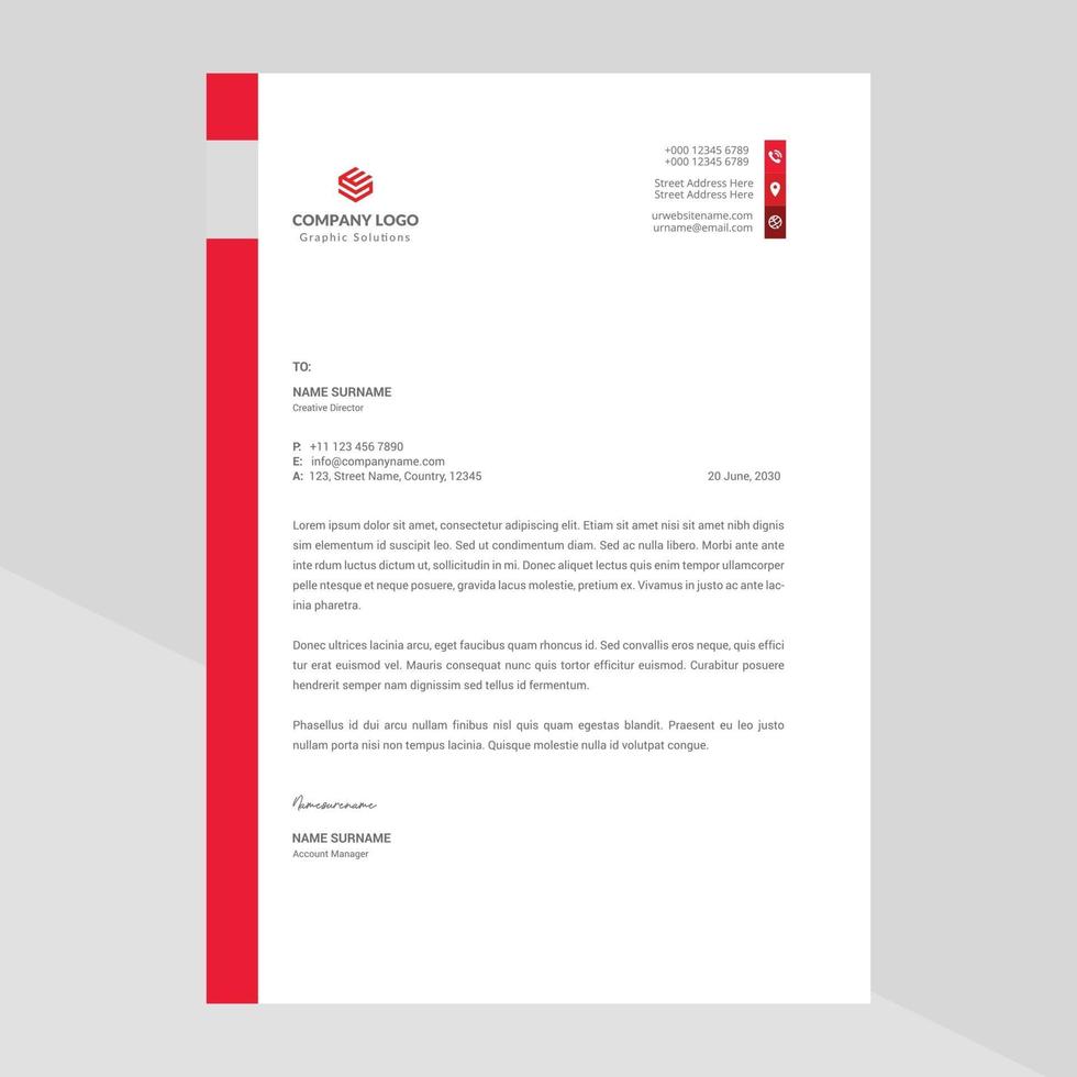 Corporate Business Letterhead, Elegant and minimalist style letterhead template design full Vector