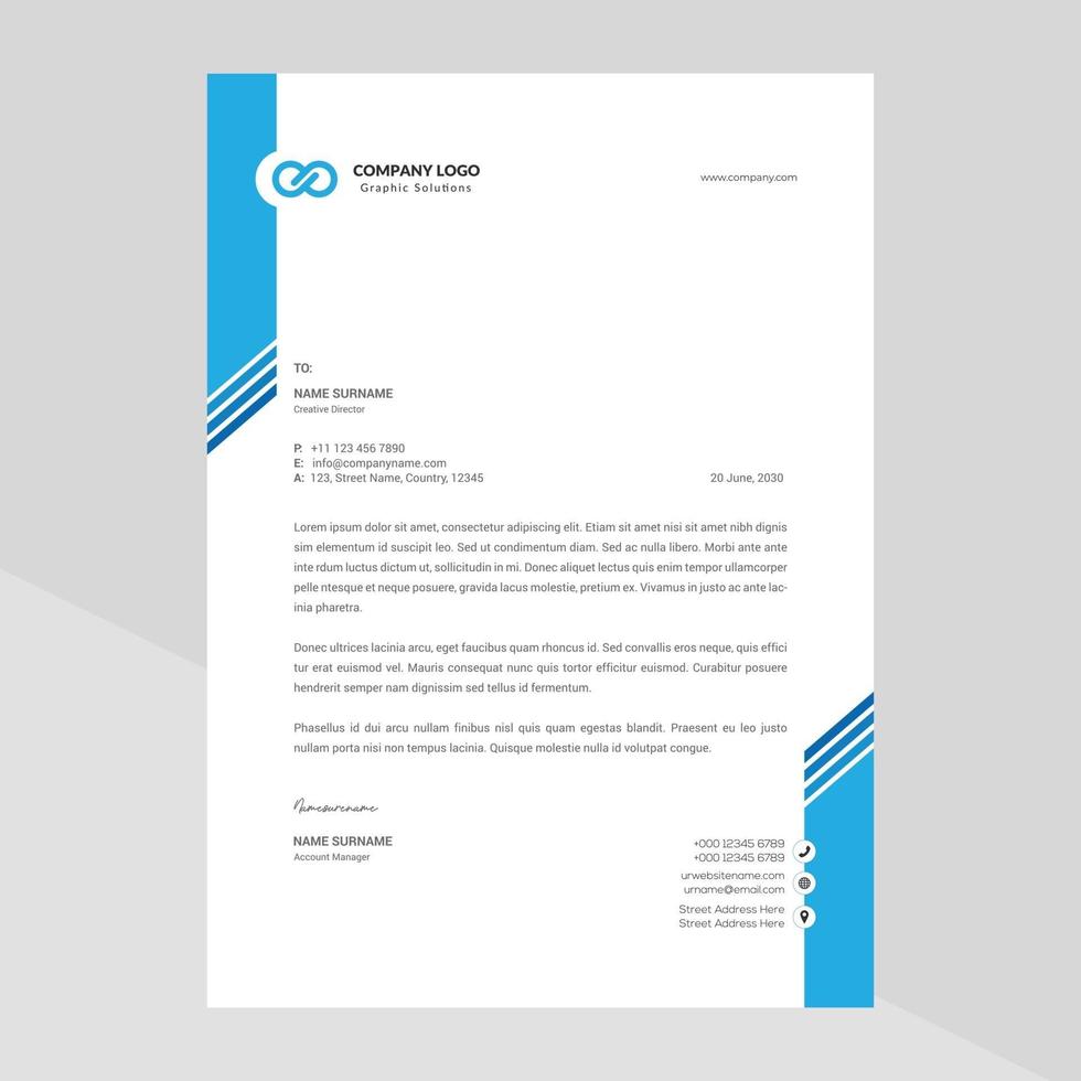 Business style letterhead design vector