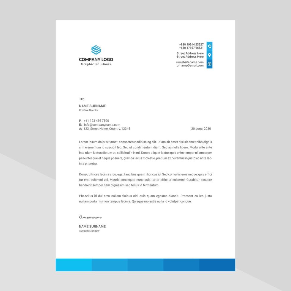 Elegant letterhead template design in minimalist style vector