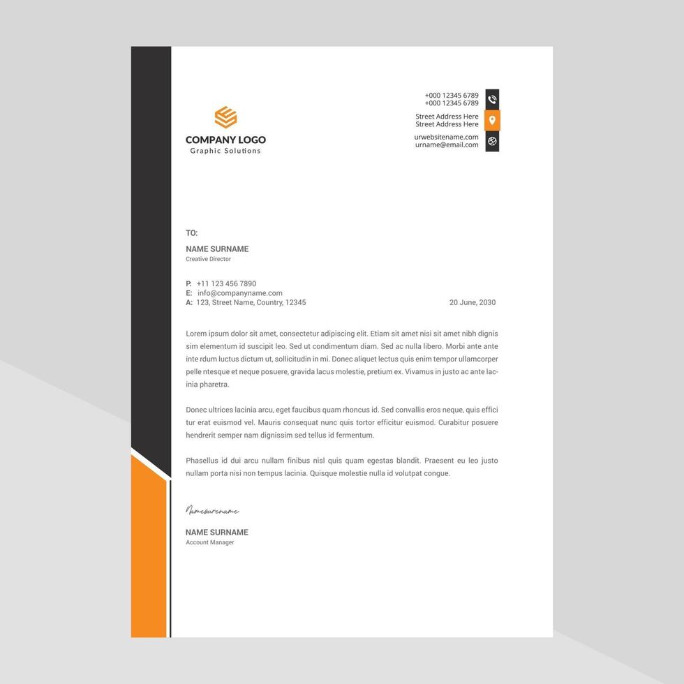 Abstract corporate professional letterhead template design vector