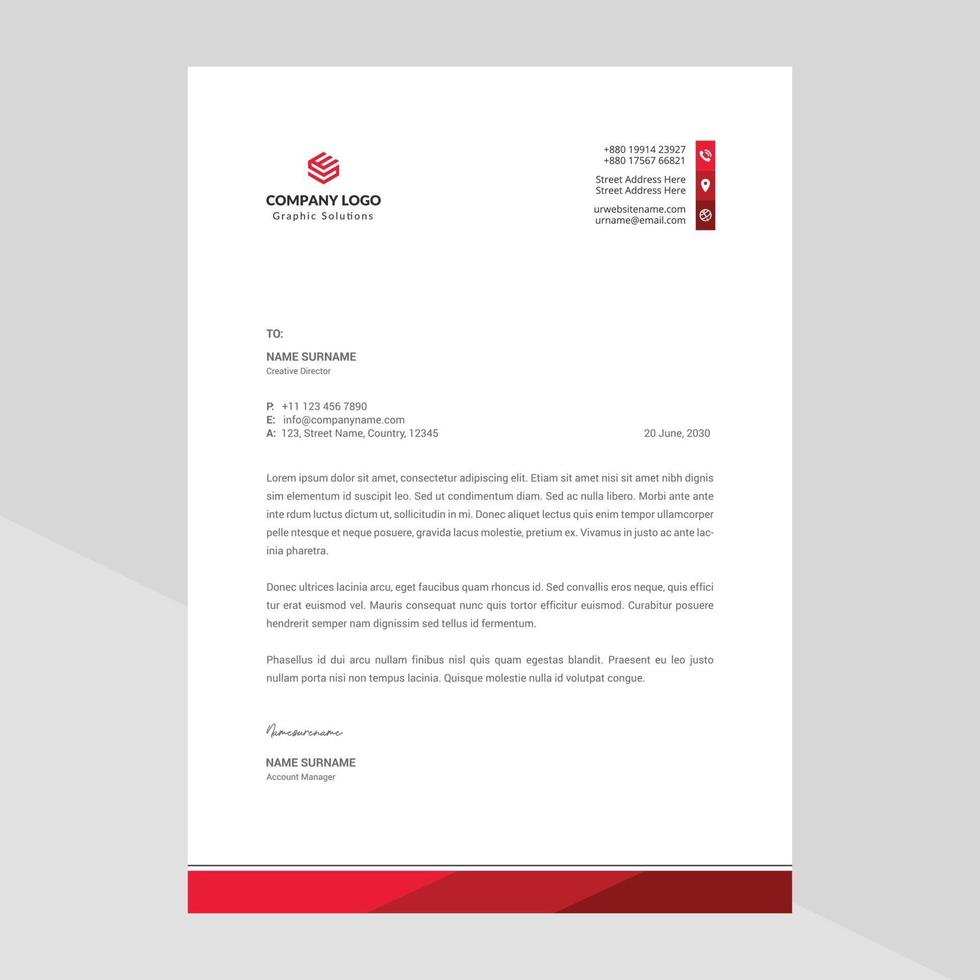 Elegant letterhead template design in minimalist style vector