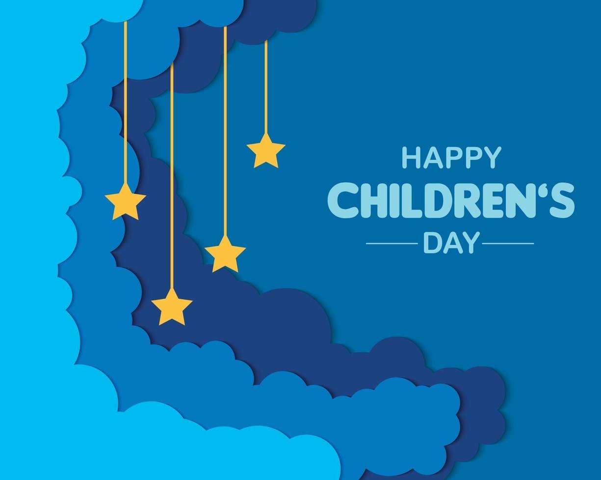 Flat Childrens Day With Cloud vector