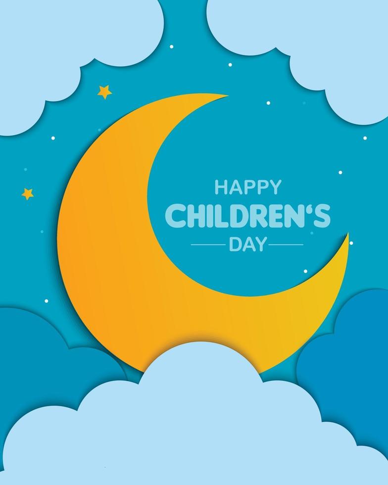 Flat Happy Childrens Day Template vector