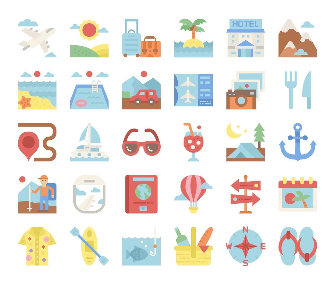 iconos de vector plano de vacaciones