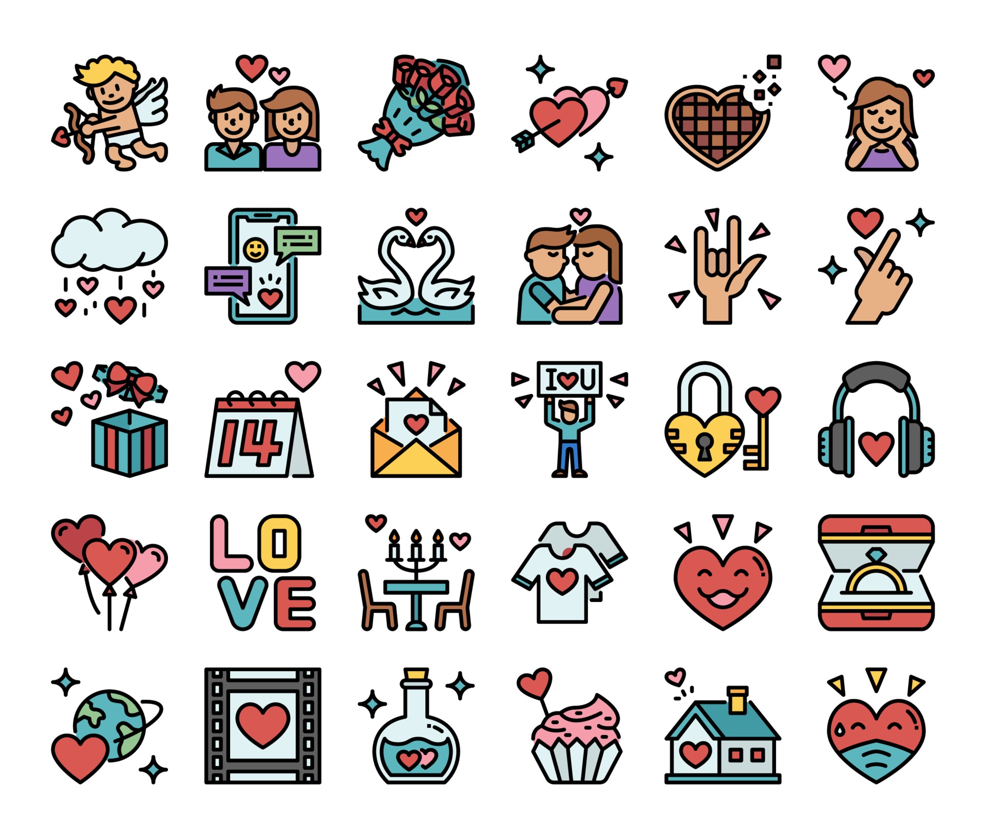 Happy Valentines Day Color Outline Vector Icons 2296724 Vector Art At Happy Valentines Day Color Outline Vector Icons 2296724 Vector Art At