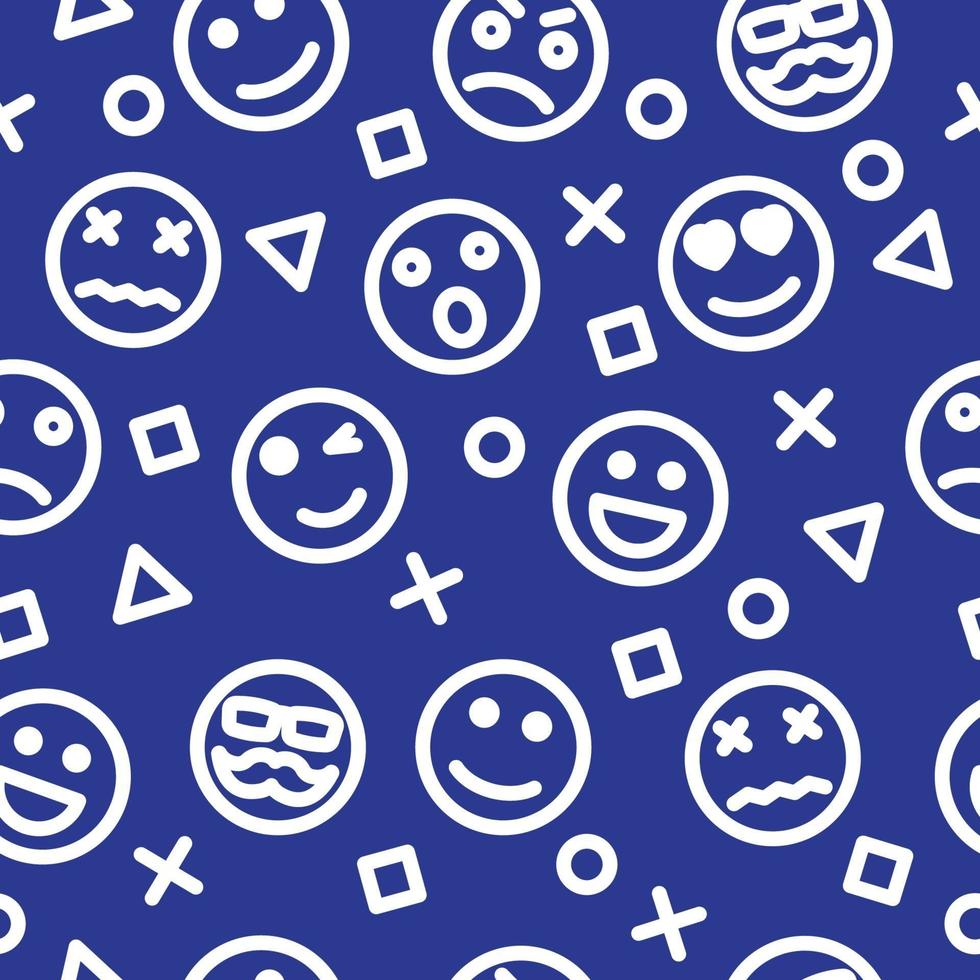 emoji outline seamless pattern vector