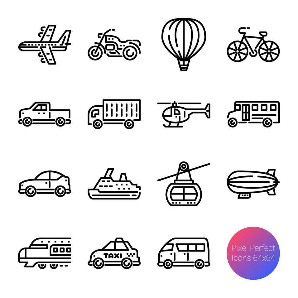 iconos de contorno de transporte vector