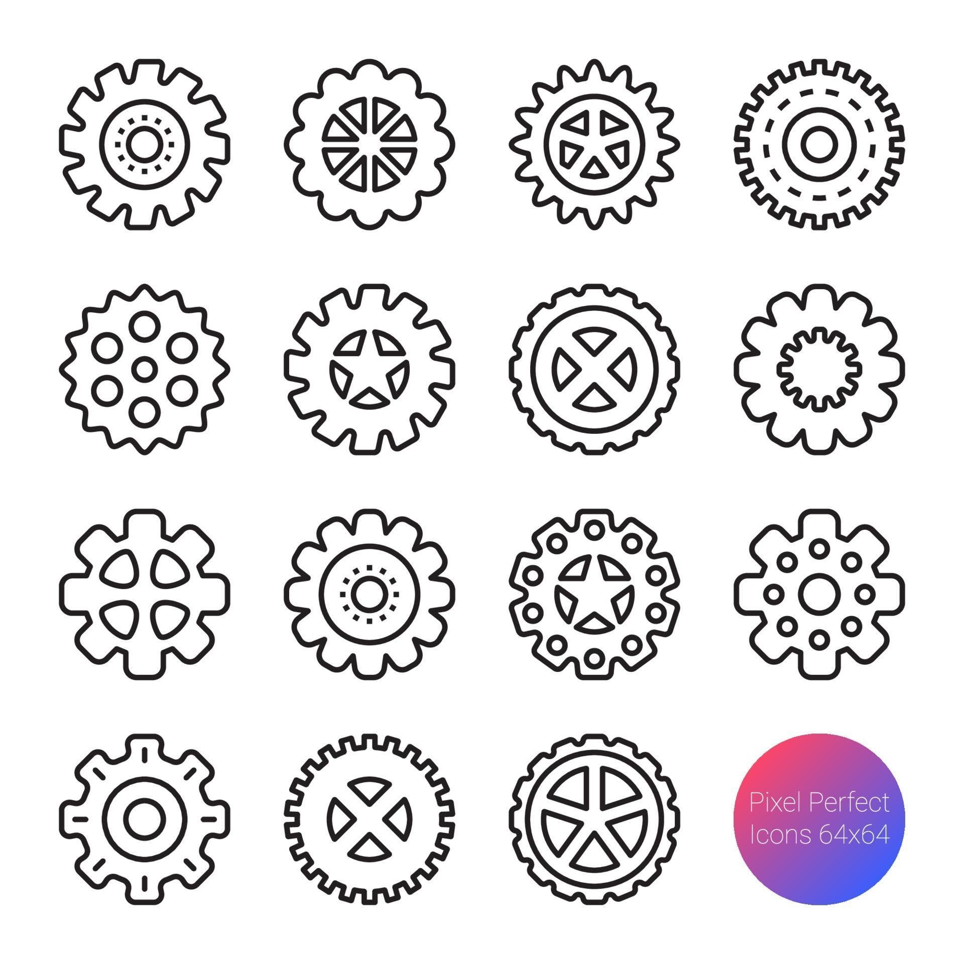 gear outline icons 2296752 Vector Art at Vecteezy