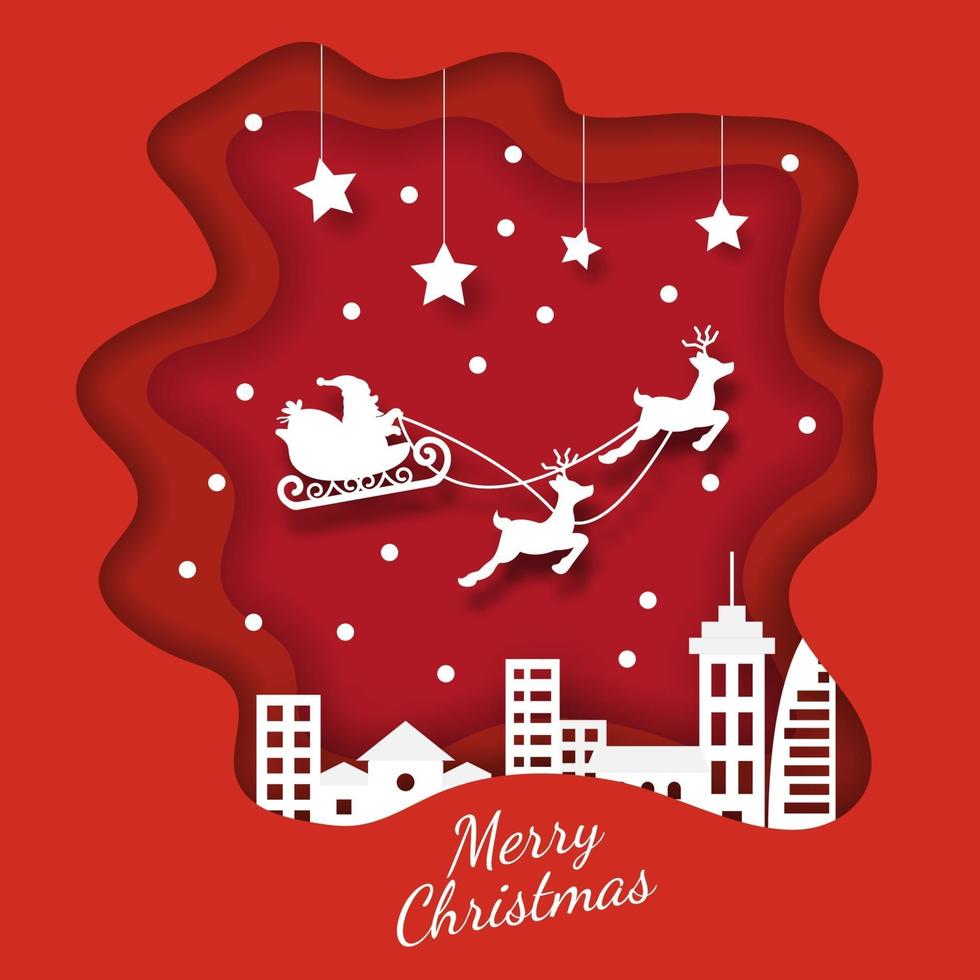 Christmas paper cut style vector