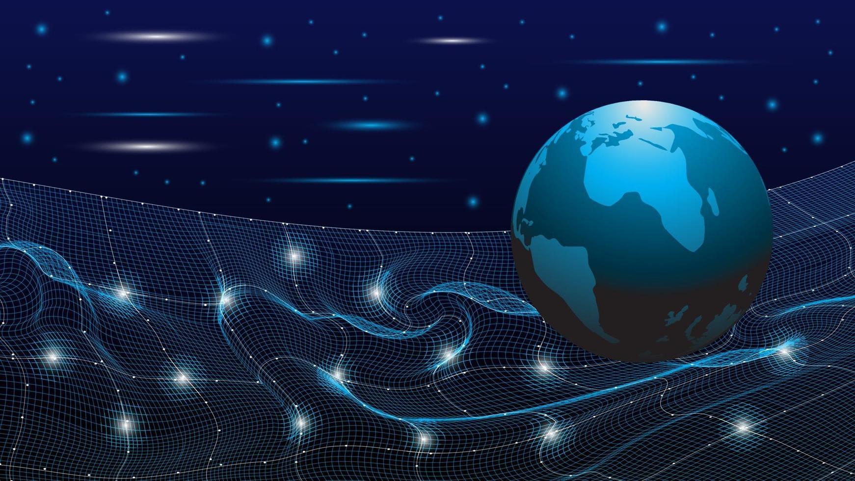 blue mesh with globe abstract technology background vector