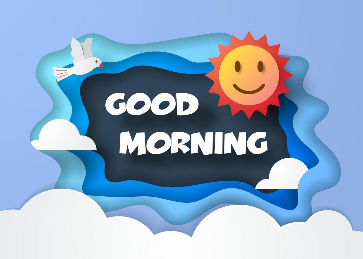 good morning paper cut style vector