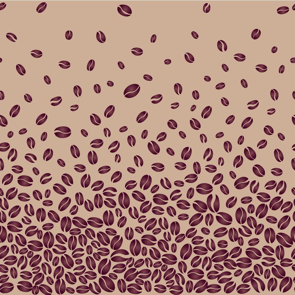 Coffee bean background. Pattern with falling coffee beans. Cafe morning coffee sketch backdrop vector