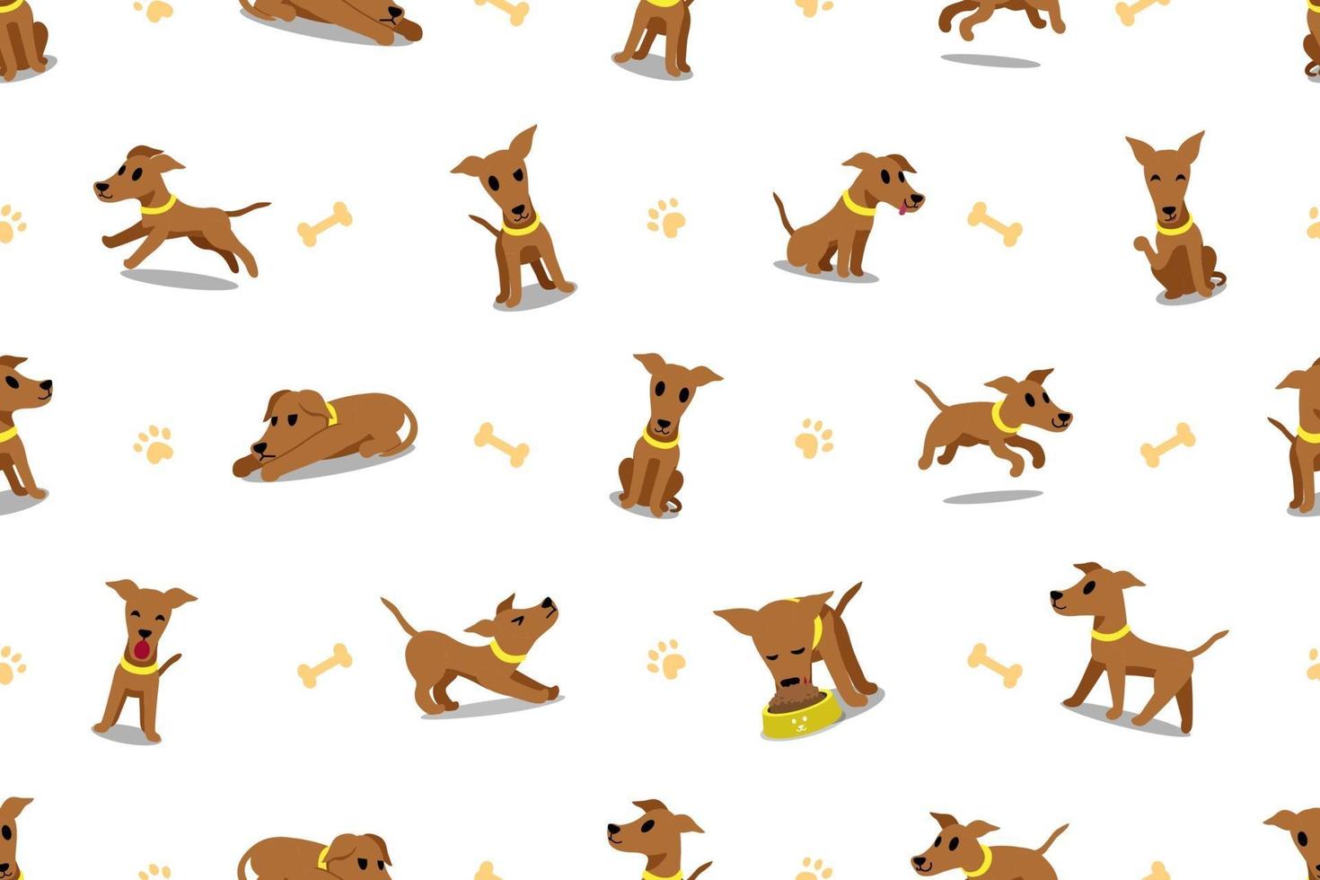 Cartoon character brown greyhound dog seamless pattern vector