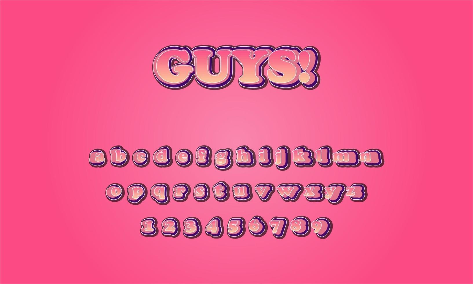 Guys style text alphabet vector