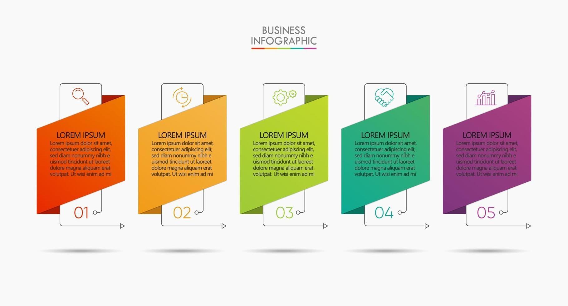 infografía plantilla moderna de línea delgada con 5 opciones vector