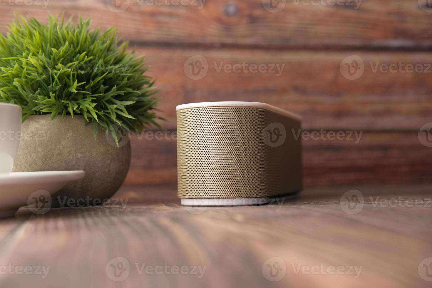 altavoz inteligente con planta foto